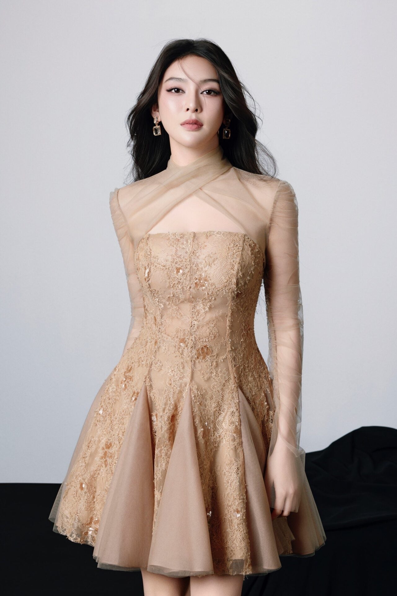 Brown Keira Lace Mini Dress
