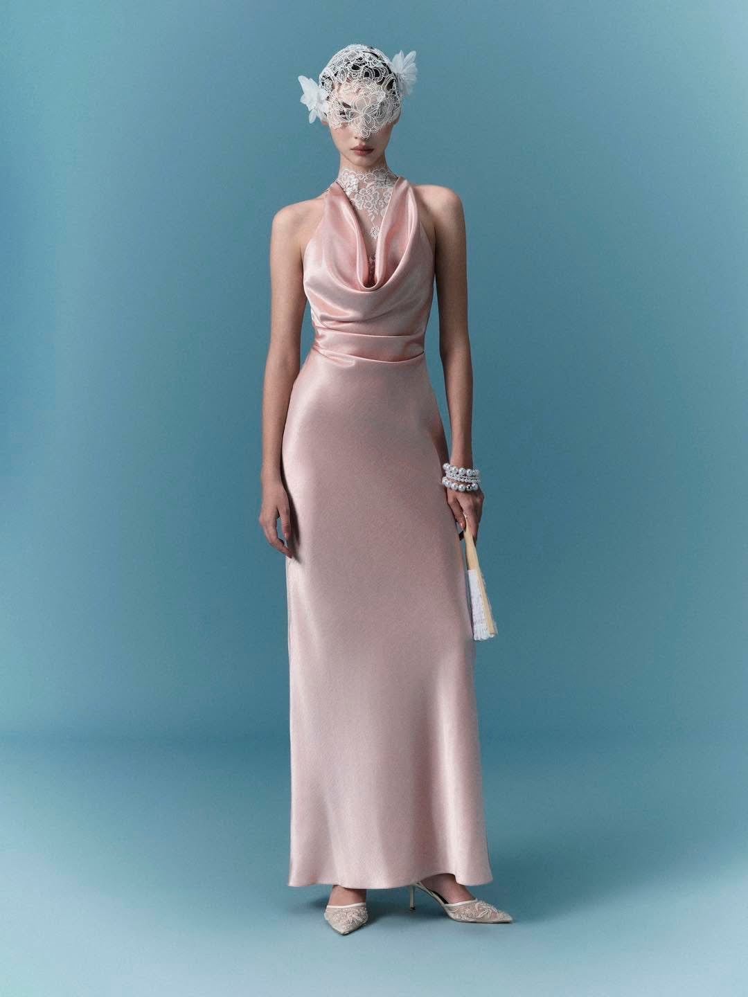 OIA STUDIOS Pink Elegant Minimalist Athena Maxi Dress