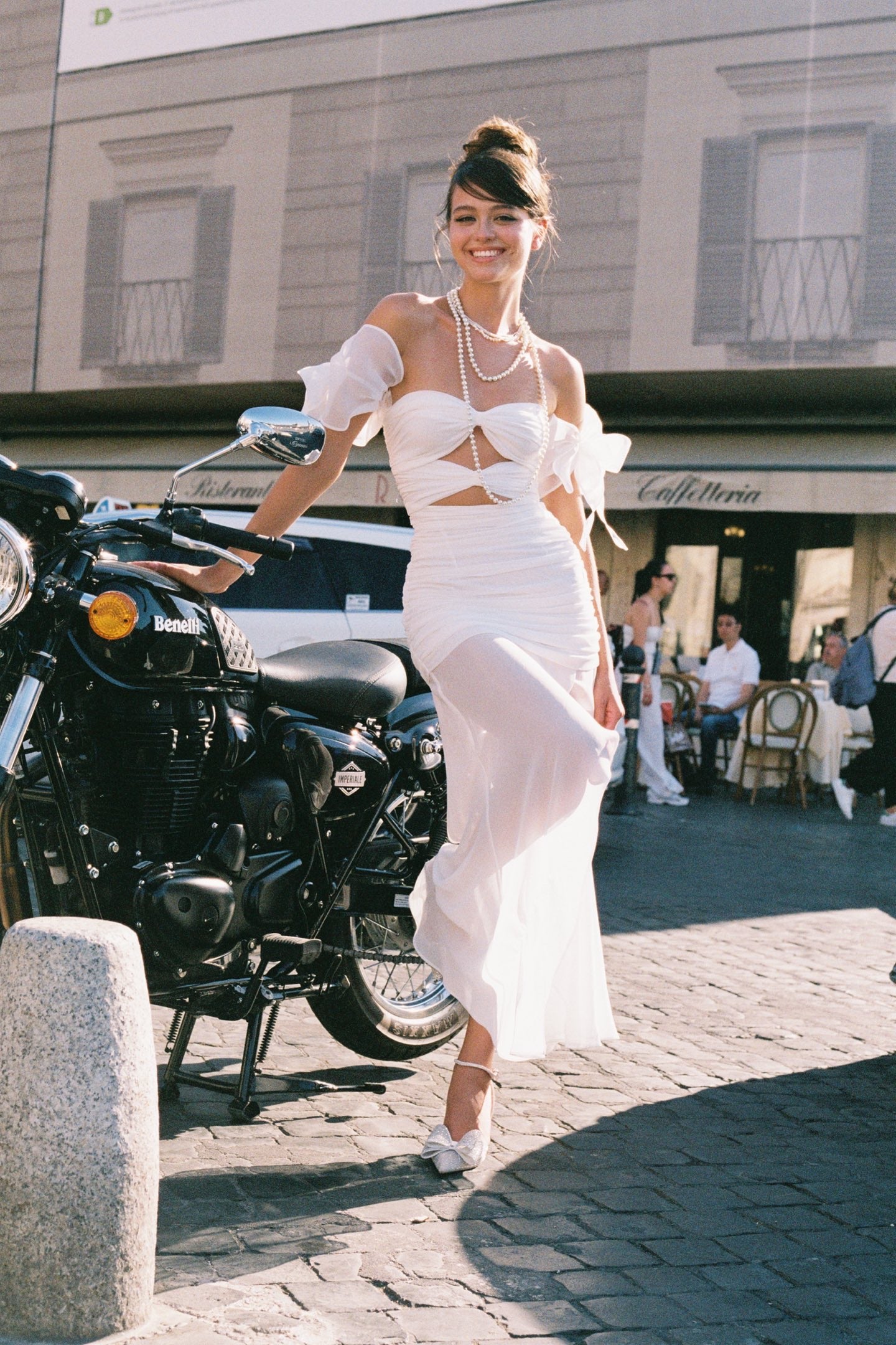 MINPURA White Bow Midi Dress