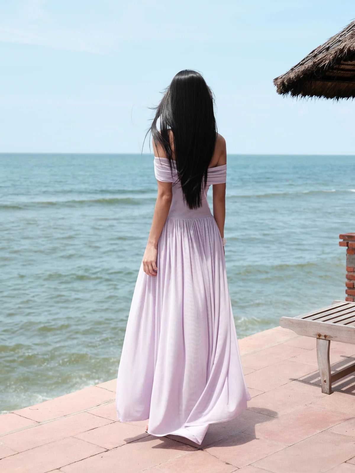 DELICIAE Purple Minimalist Ella Maxi Dress
