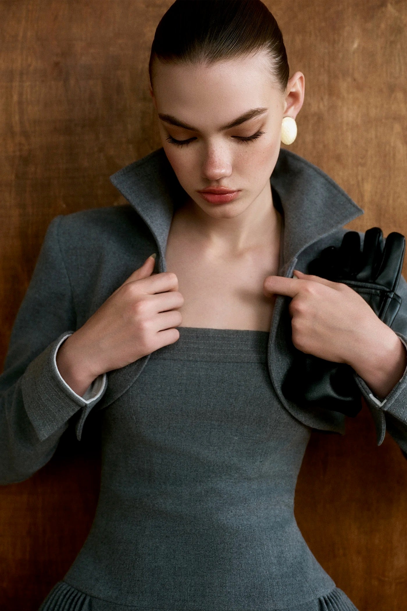 CICI Grey Elegant Sweet Greyson Cropped Jacket Mini Dress Set