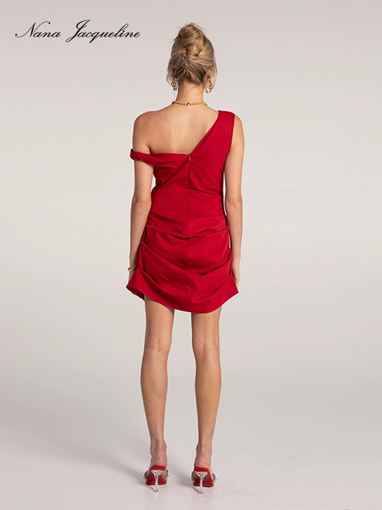 Nana Jacqueline white | Red pleated mini dress