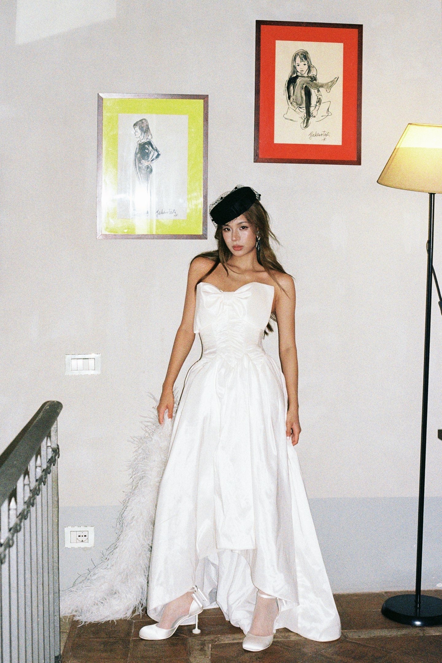 MINPURA Roman Bow Satin Midi Dress