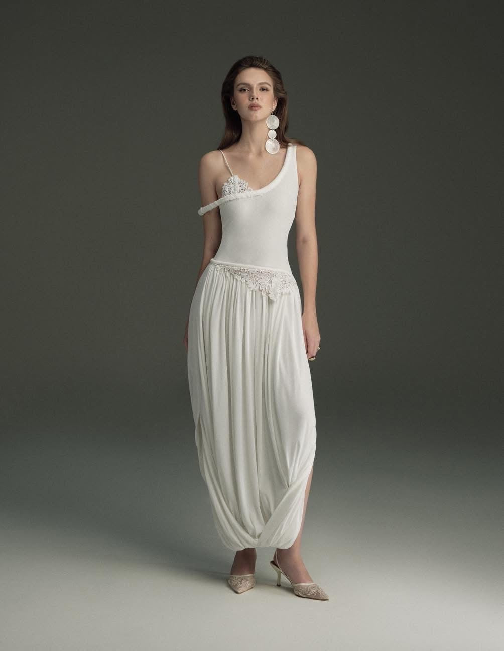 OIA STUDIOS White Vacation Minimalist Femmora Maxi Dress