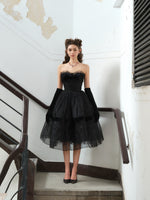 CALLRINDUCK BLACK& WHITE FISHBONE TULLE MIDI DRESS（Sales）