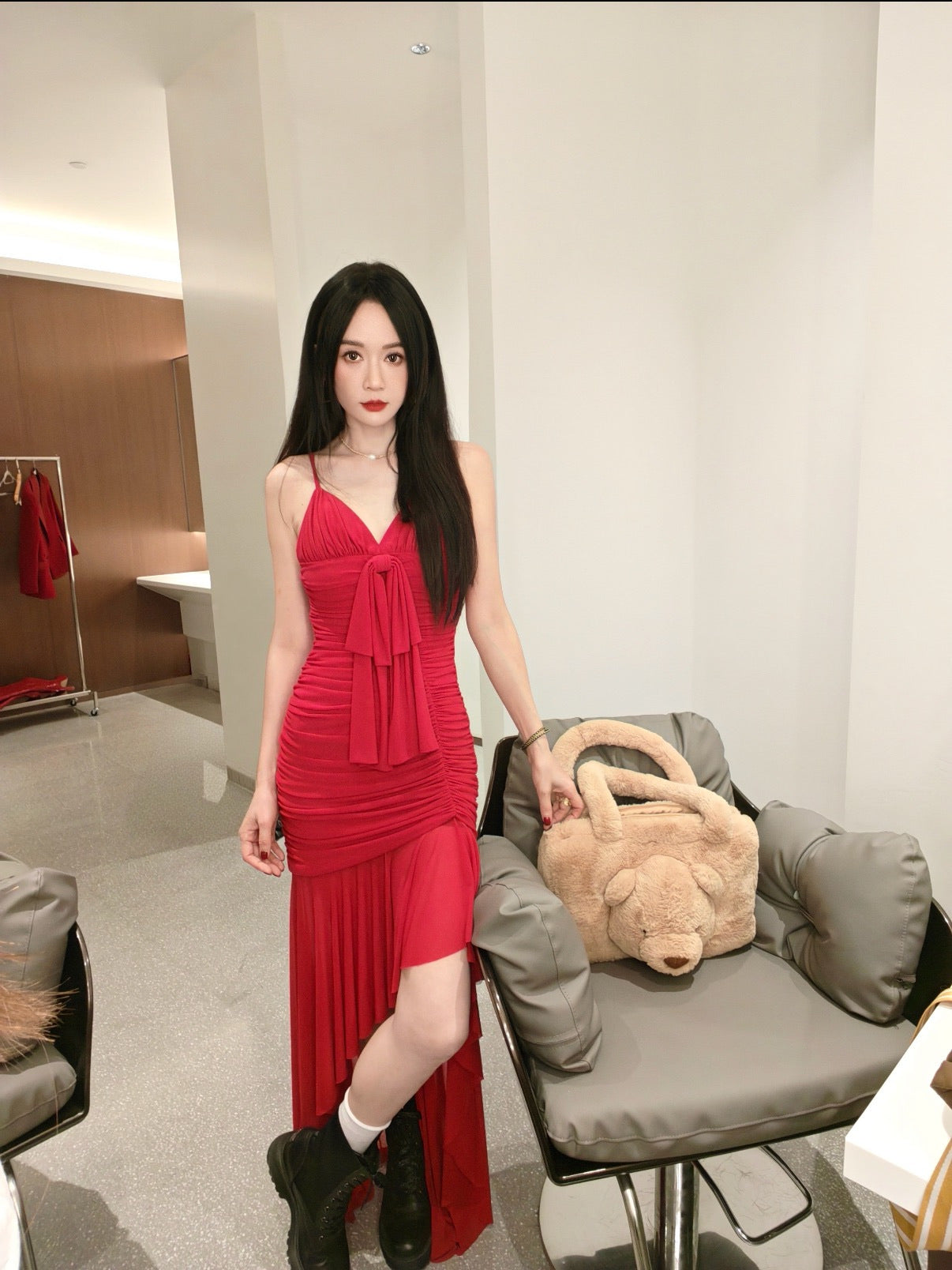 MASION WESTER V-neck Midi Dress