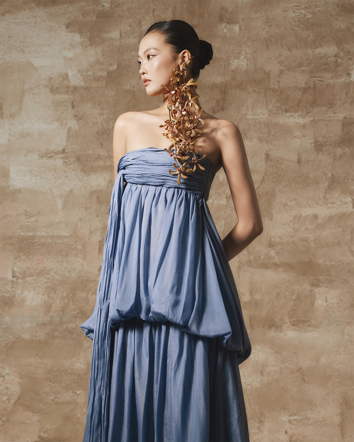 BYDI Fairycore Elegant Vacation Blue Mosa Maxi Dress