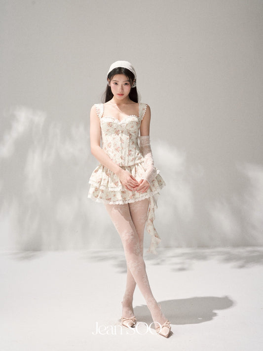 JEAN SOO Sweet Vacation White Floral  Top & Skirt