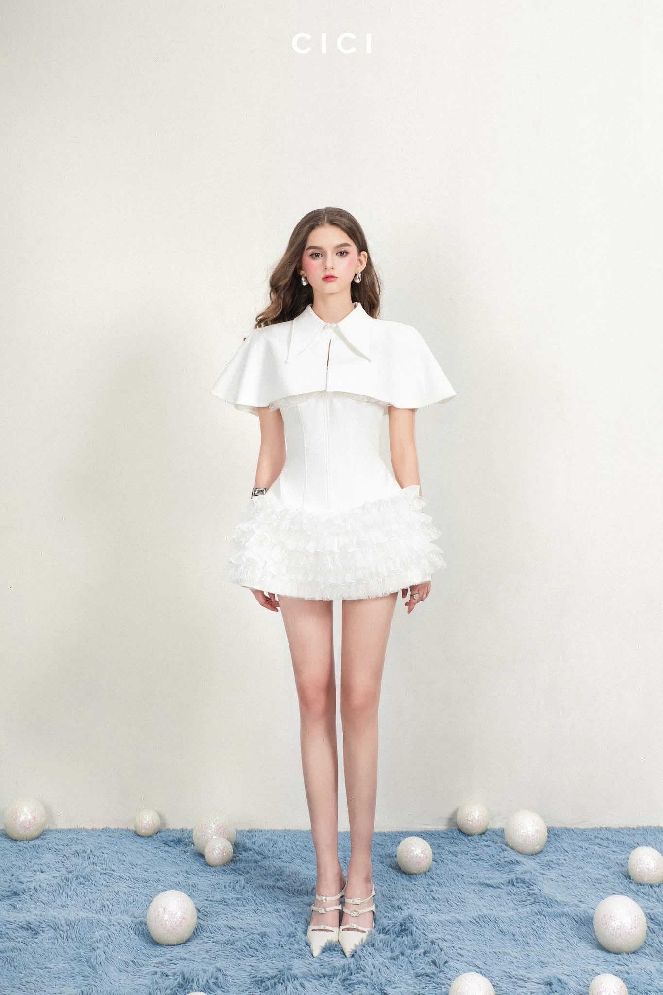 CICI White SOLANI Collar Coat