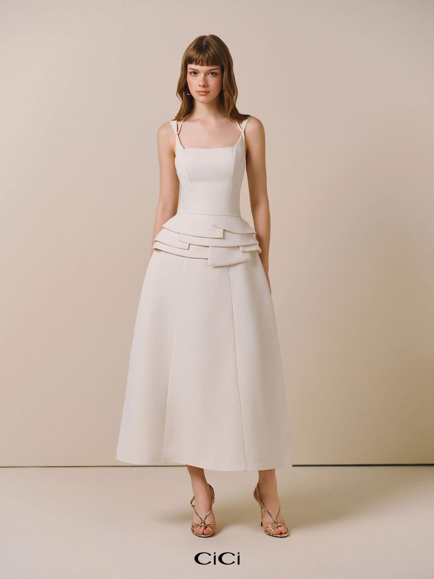 CICI WHITE SOLEI Midi Dress