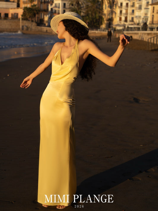 MIMI PLANGE Vacation Sweet Yellow Maxi Dress