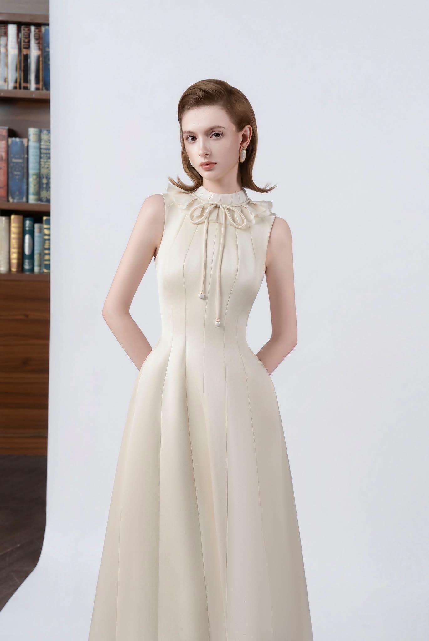 DETHEIA Elegant Vintage Cream Klara Maxi Dress