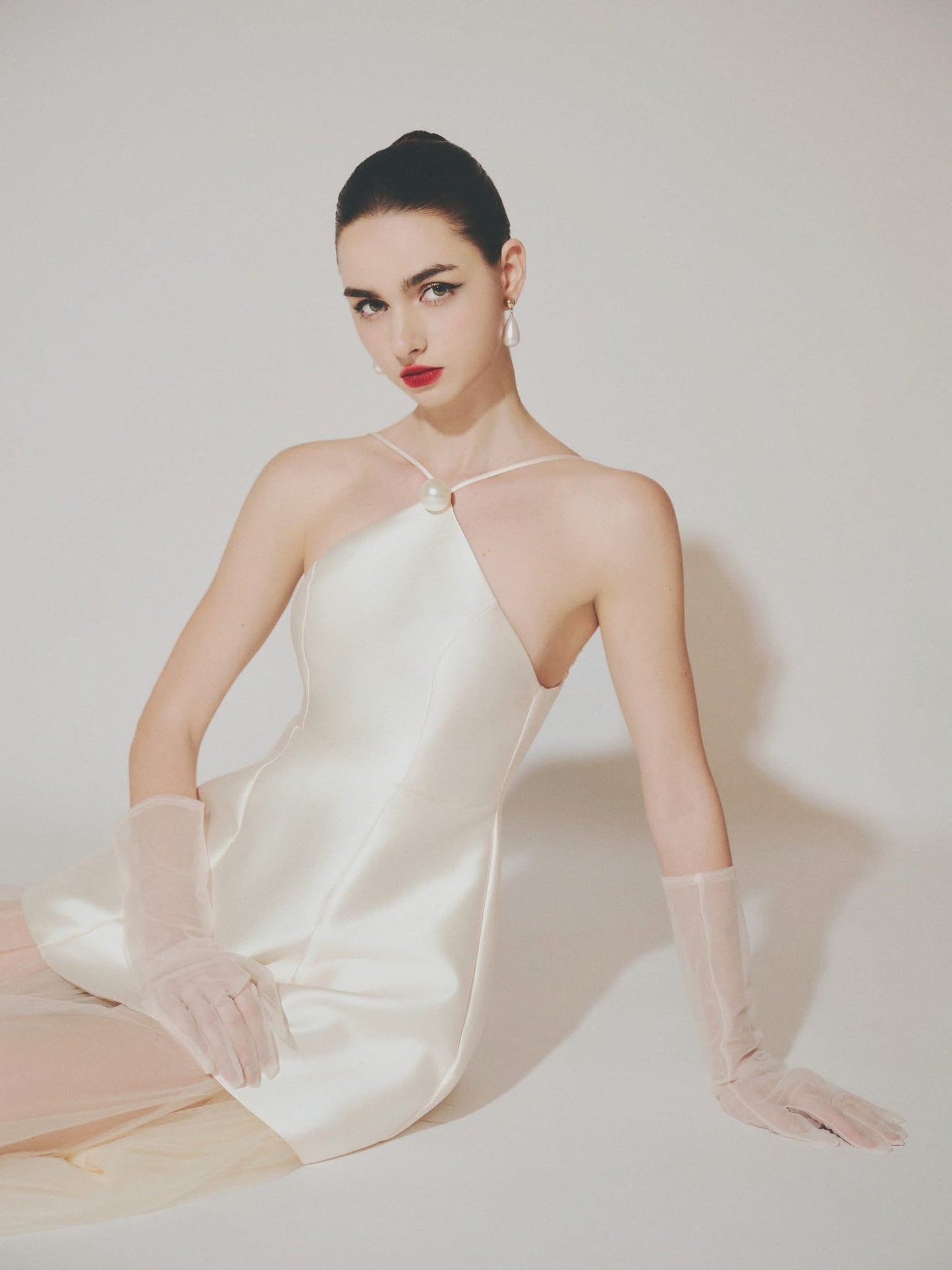 DELICIAE Cream Vacation Elegant Solea Top & Skirt Set