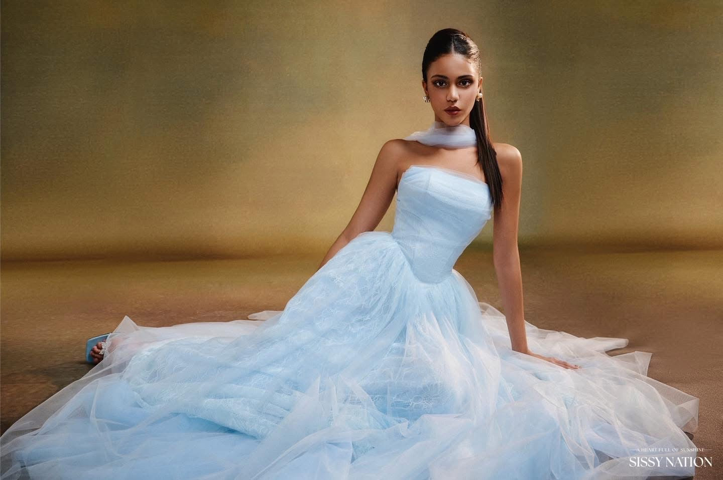 SISSY NATION Blue Amelia Corset Maxi Dress