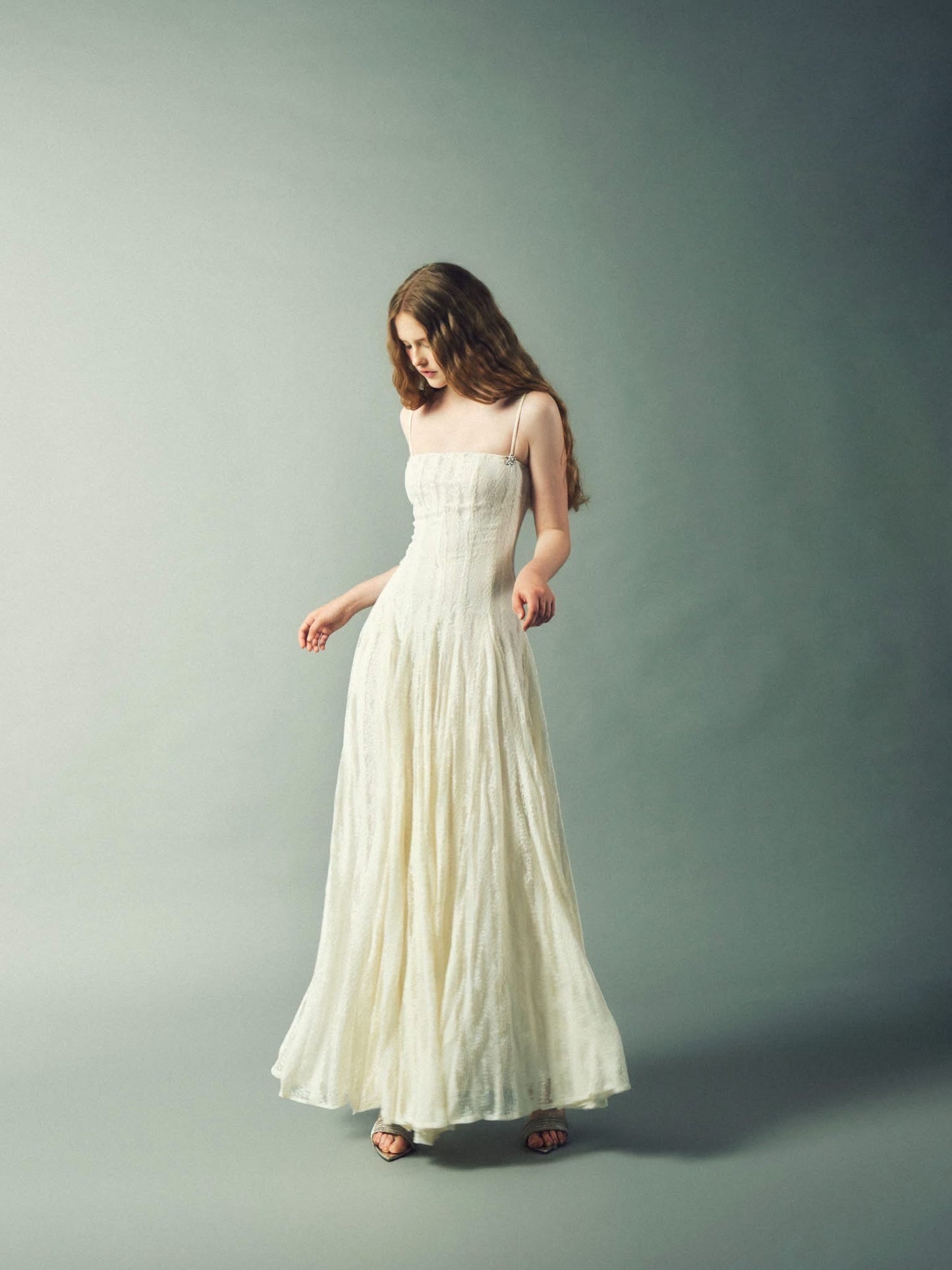 DELICIAE Cream Lace Lilah Maxi Dress