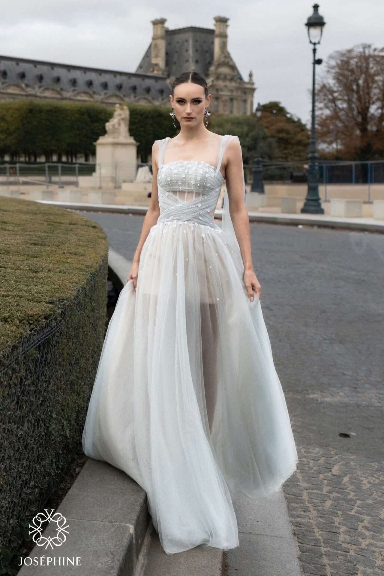 JOSEPHINE Blue Elegant Floral Martha Maxi Dress