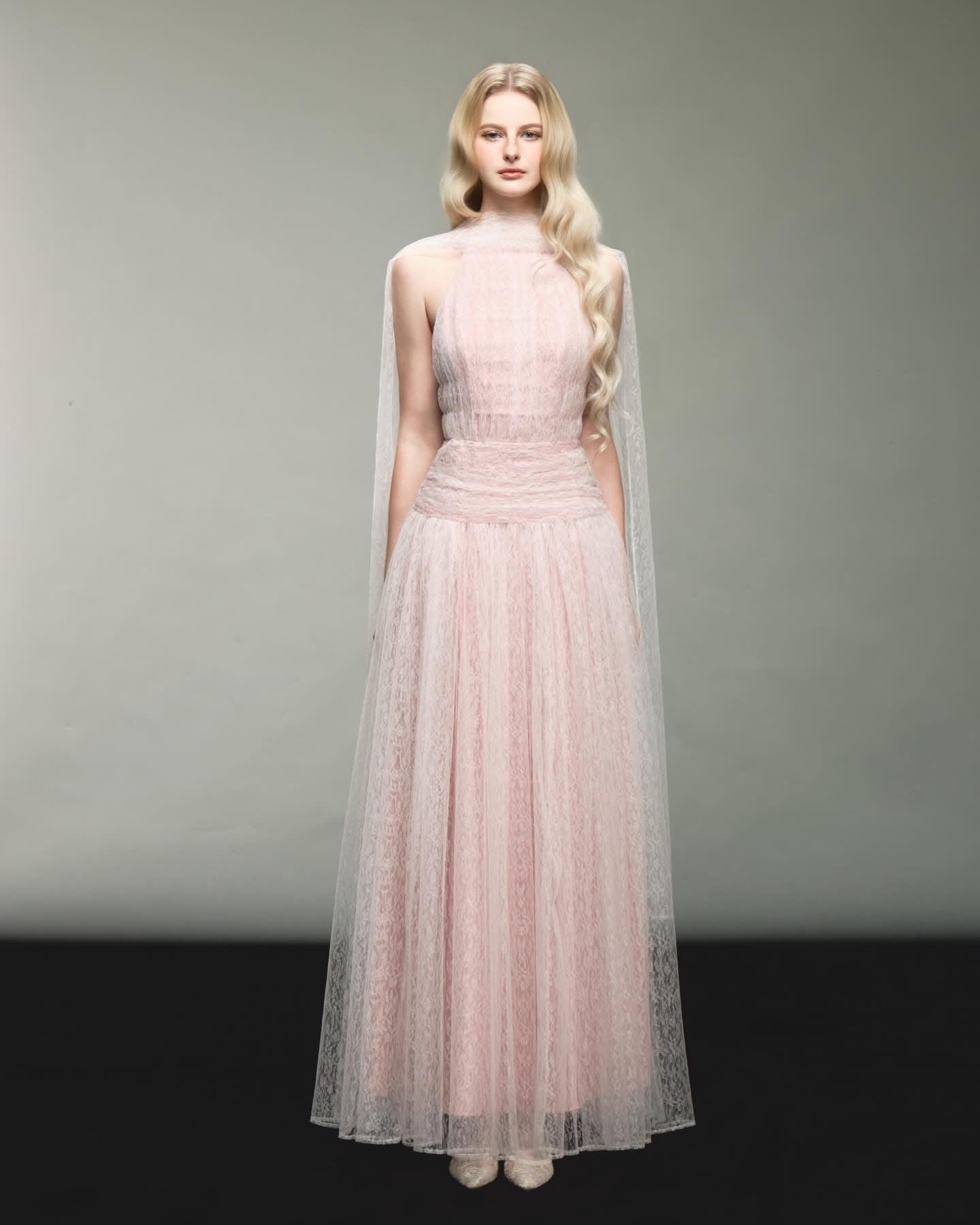 DELICIAE Pink Minimalist Josephine Maxi Dress