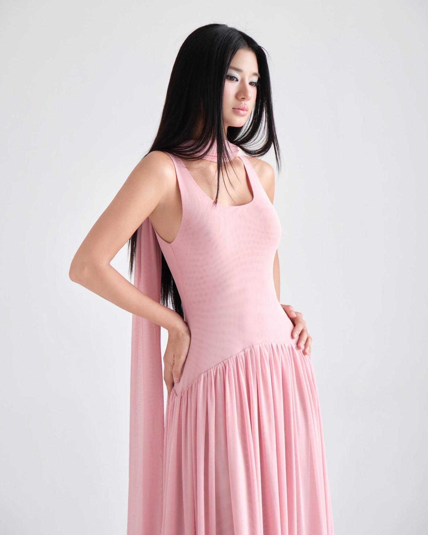 DELICIAE Pink Knit Daliah Maxi Dress