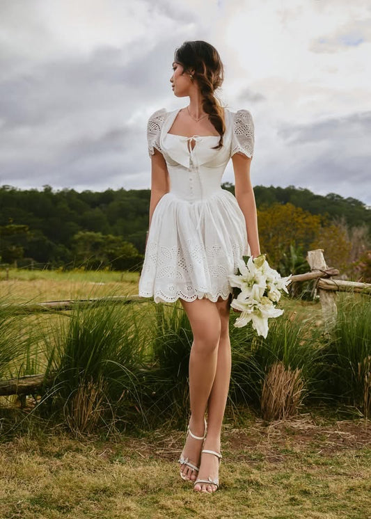 SISSY NATION Sweet Elegant Fairycore White Kate Mini Dress