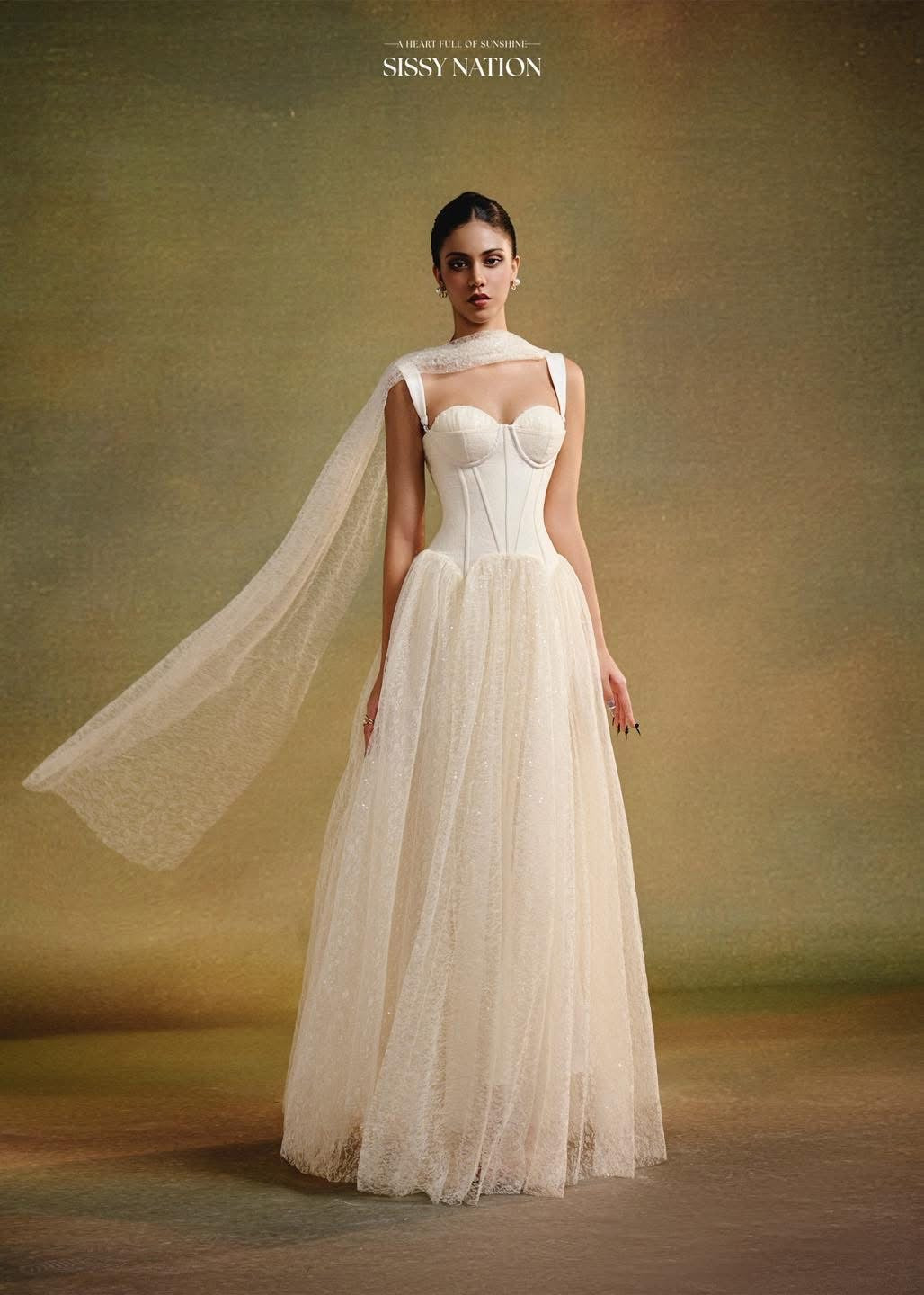 SISSY NATION White Elegant Moonlight Sonata Corset Maxi Dress