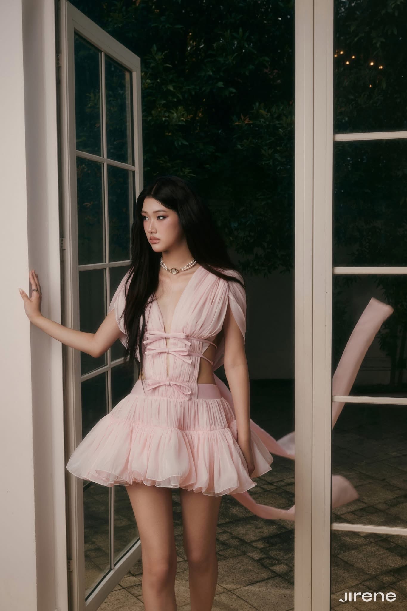 JIRENE Pink Ribbon Mini Dress