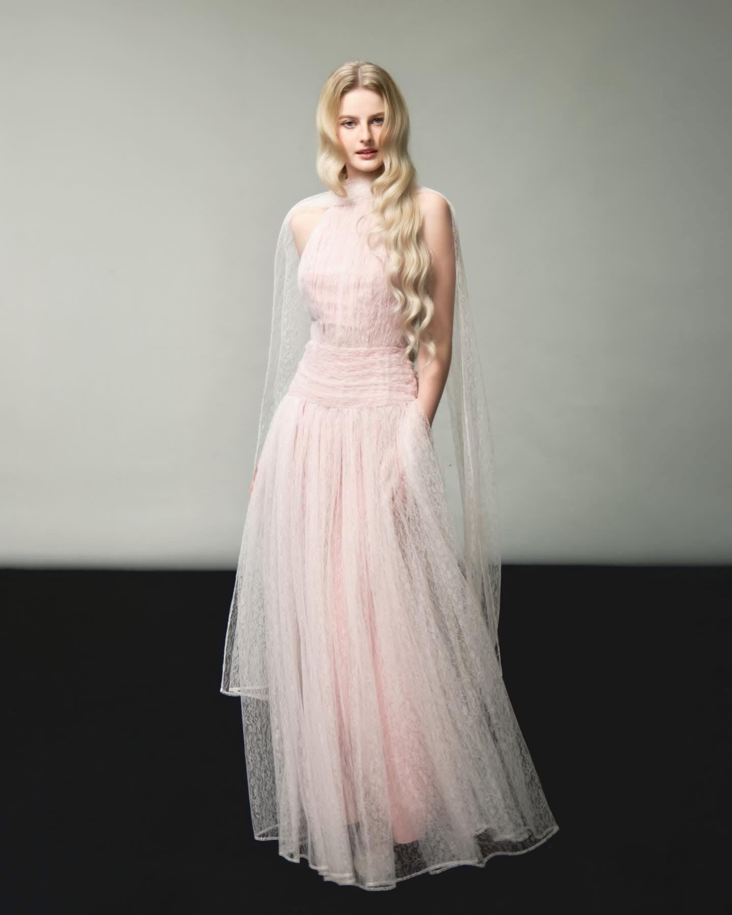 DELICIAE Pink Minimalist Josephine Maxi Dress