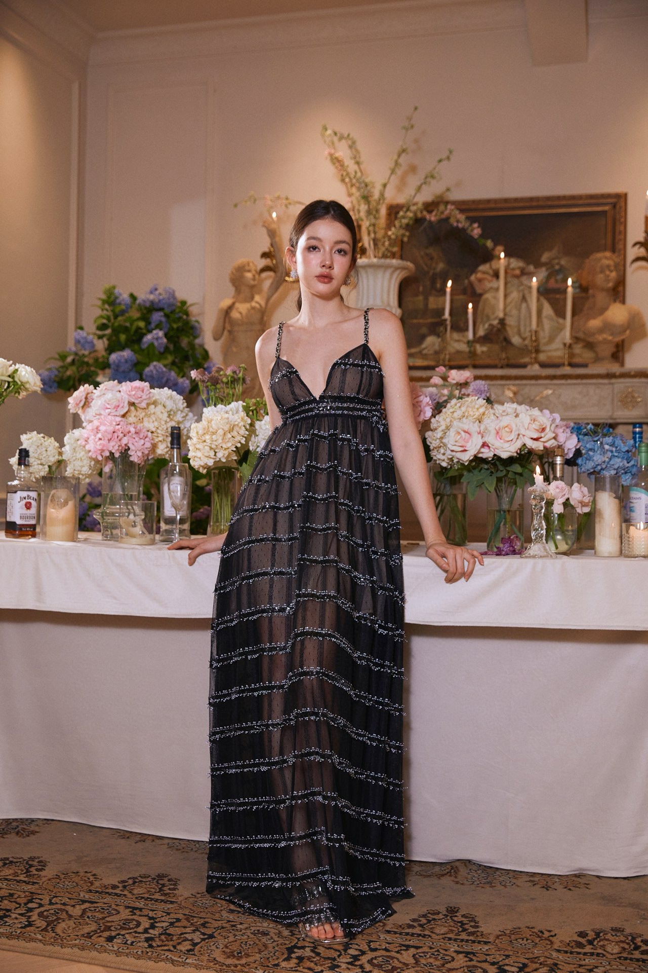 WARDROBE BY CHEN Black wedding party maxi dress