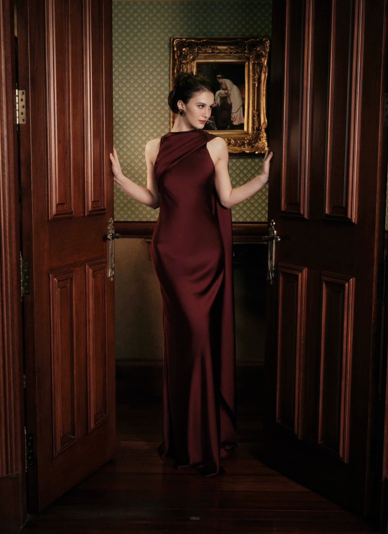 KISSERINE ATELIER Elegant Fairycore Red Elowen Maxi Dress