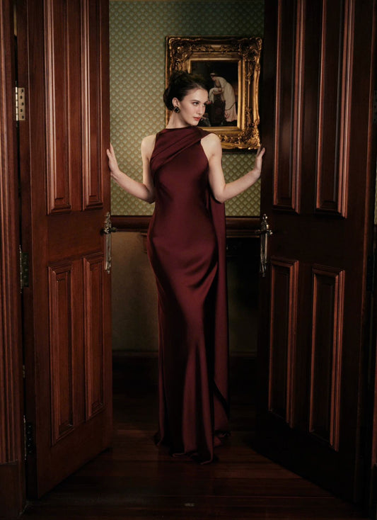 KISSERINE ATELIER Elegant Fairycore Red Elowen Maxi Dress