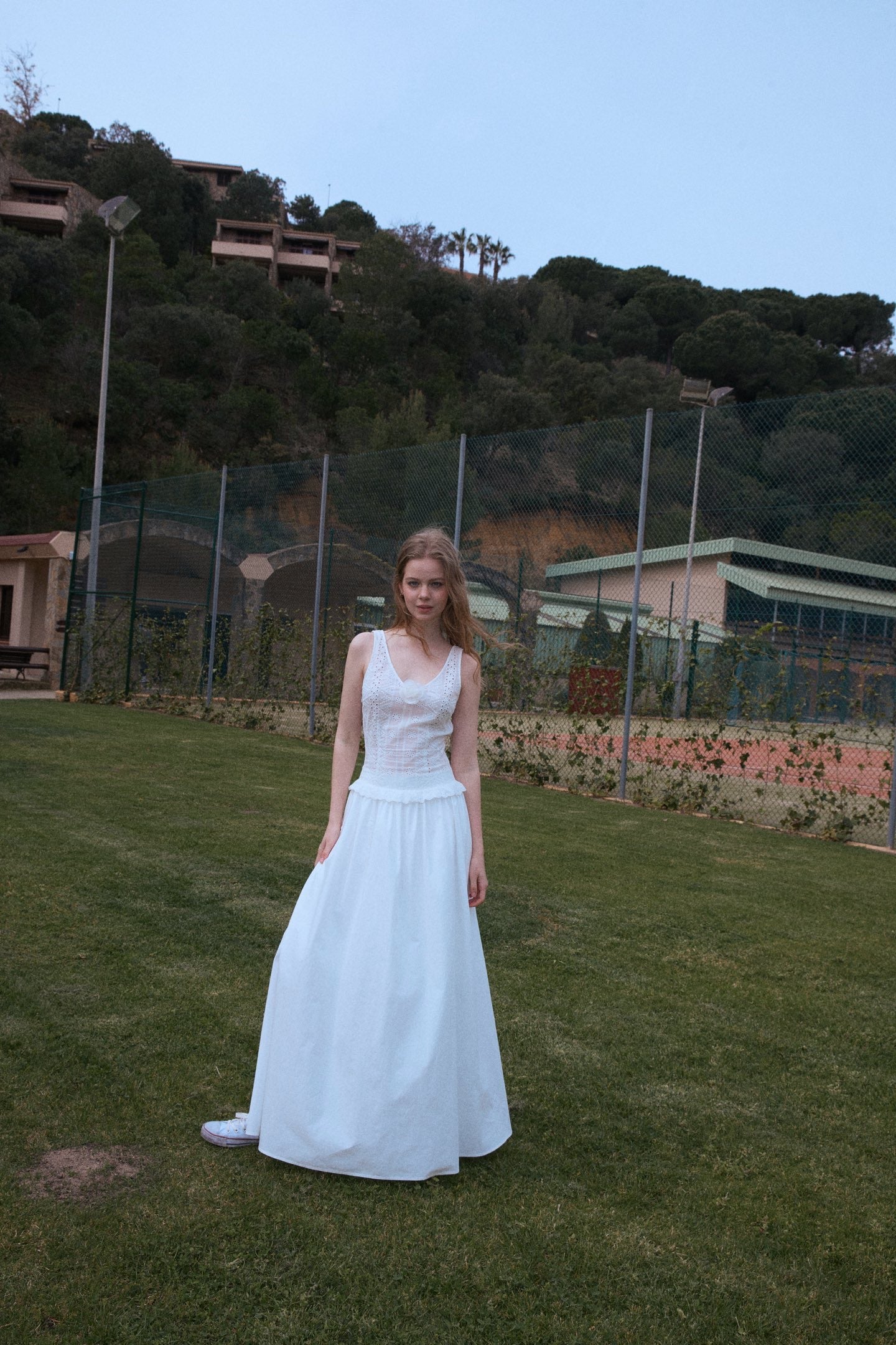 MINPURA White Lace Sporty Maxi Dress