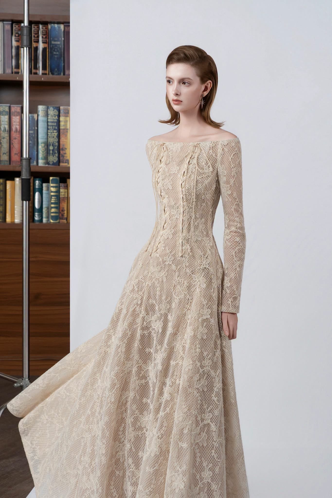 DETHEIA Elegant Vintage Cream Valeria Maxi Dress