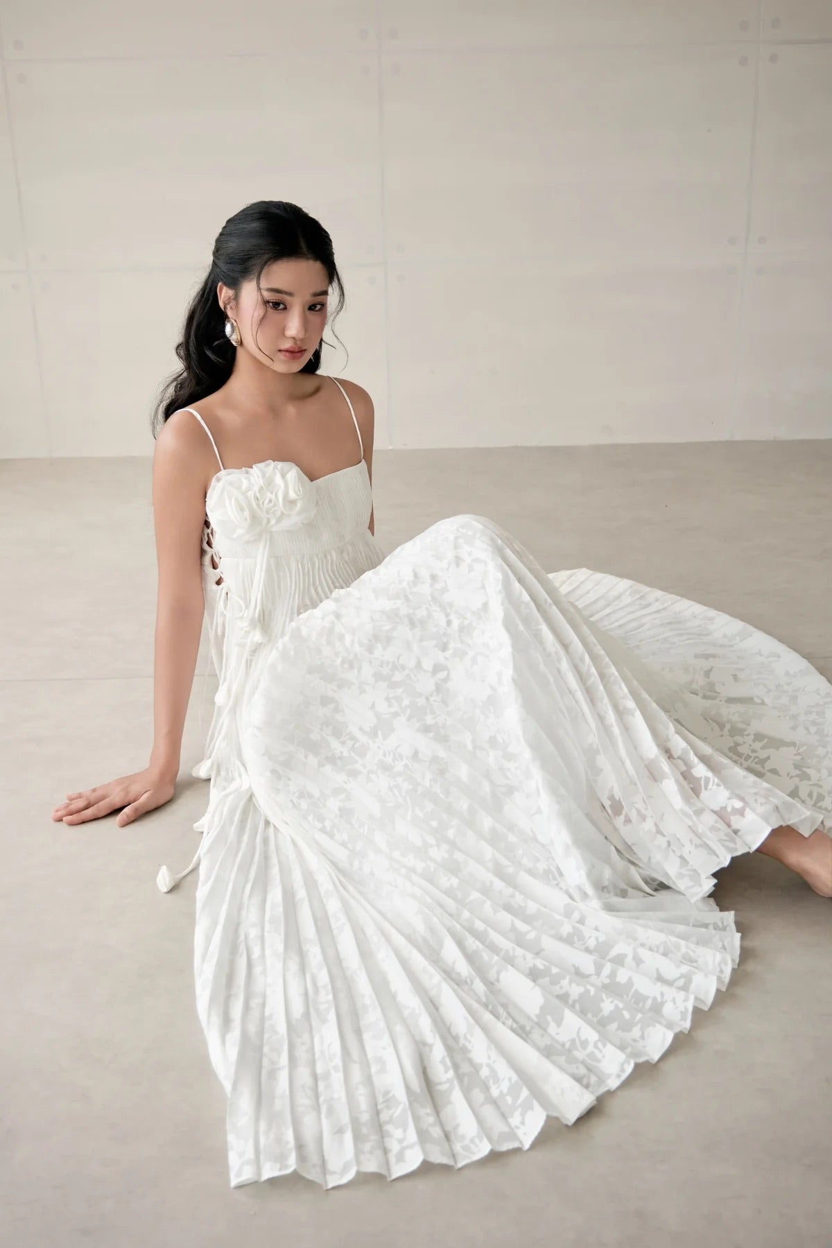 DELICIAE White Floral Maxi Dress
