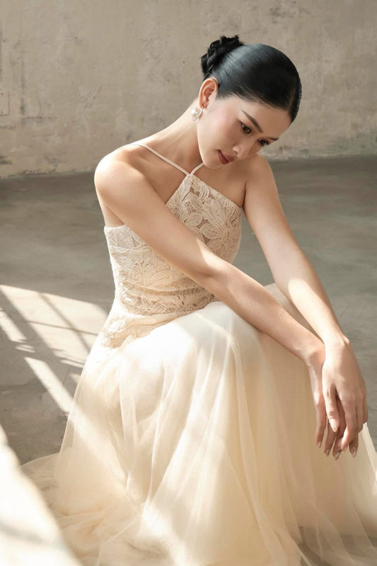 DELICIAE White Nancy Lace Top & Skirt