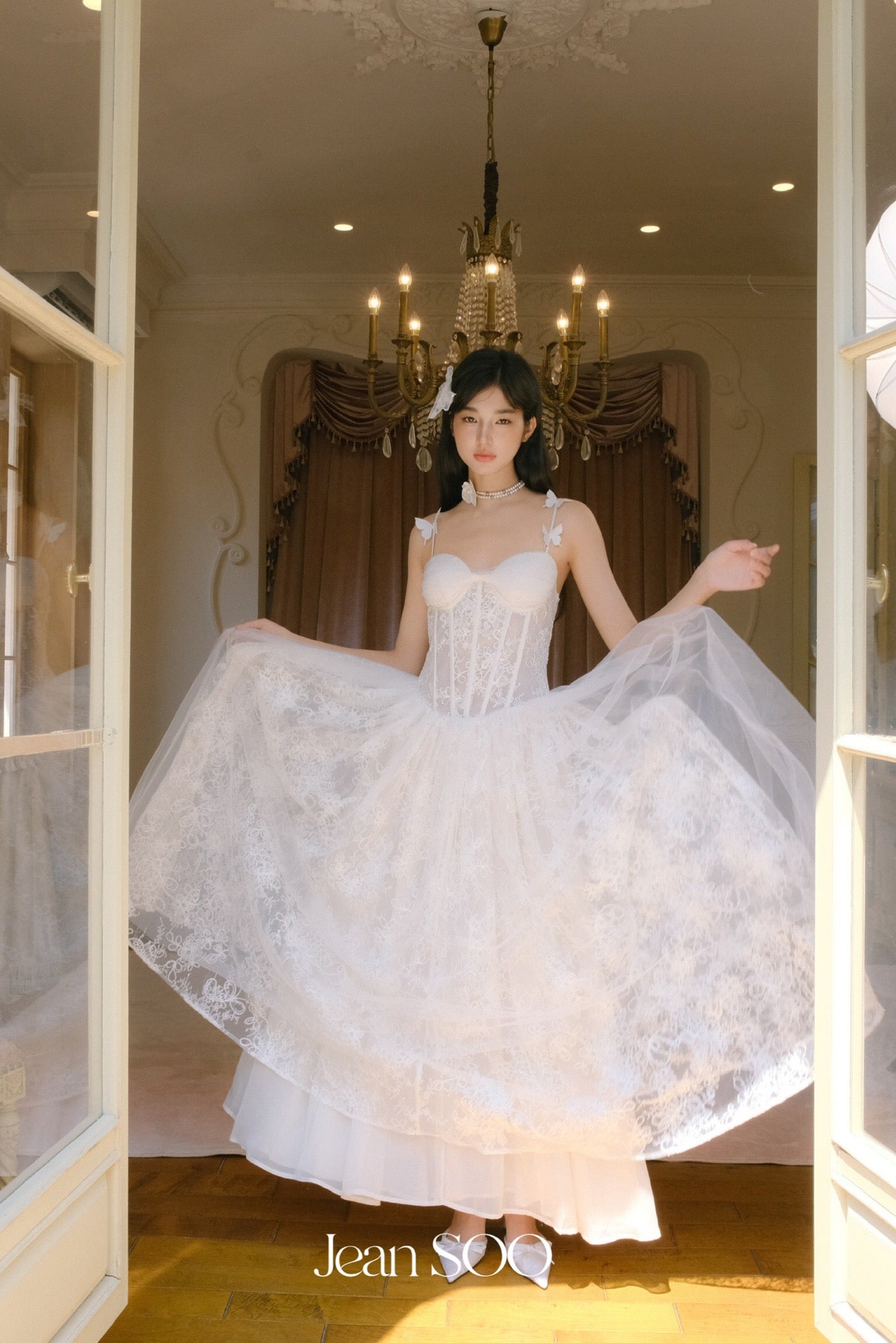 JEAN SOO White Lace Maxi Dress