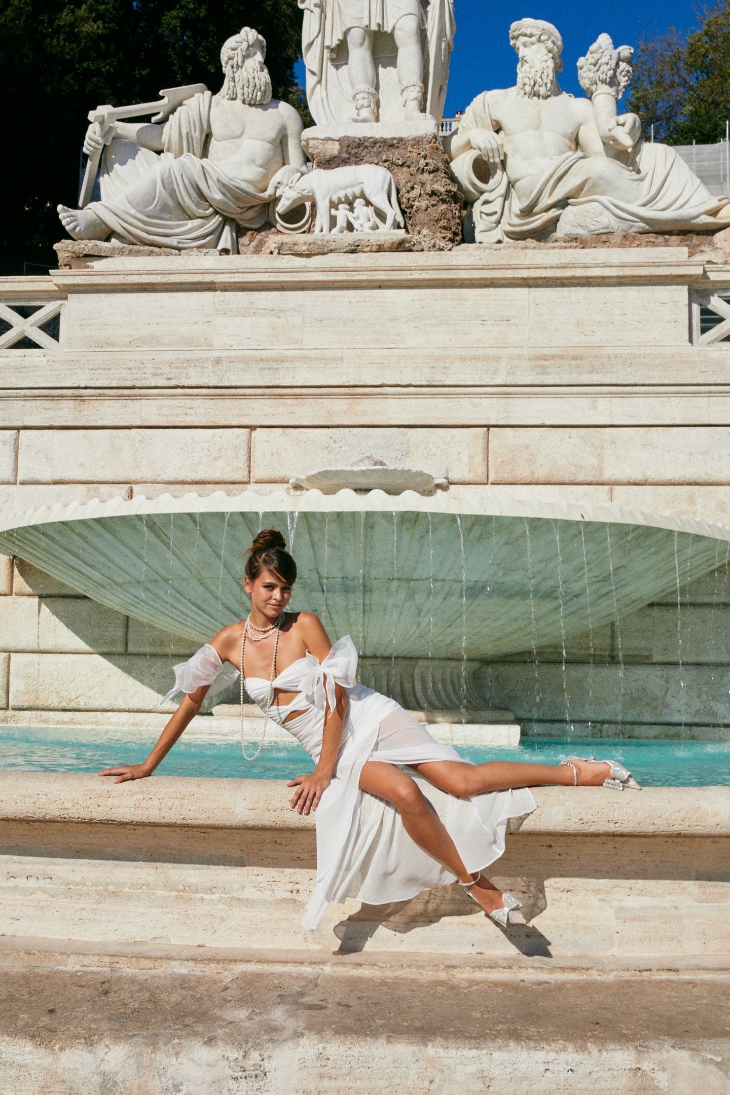 MINPURA White Bow Midi Dress