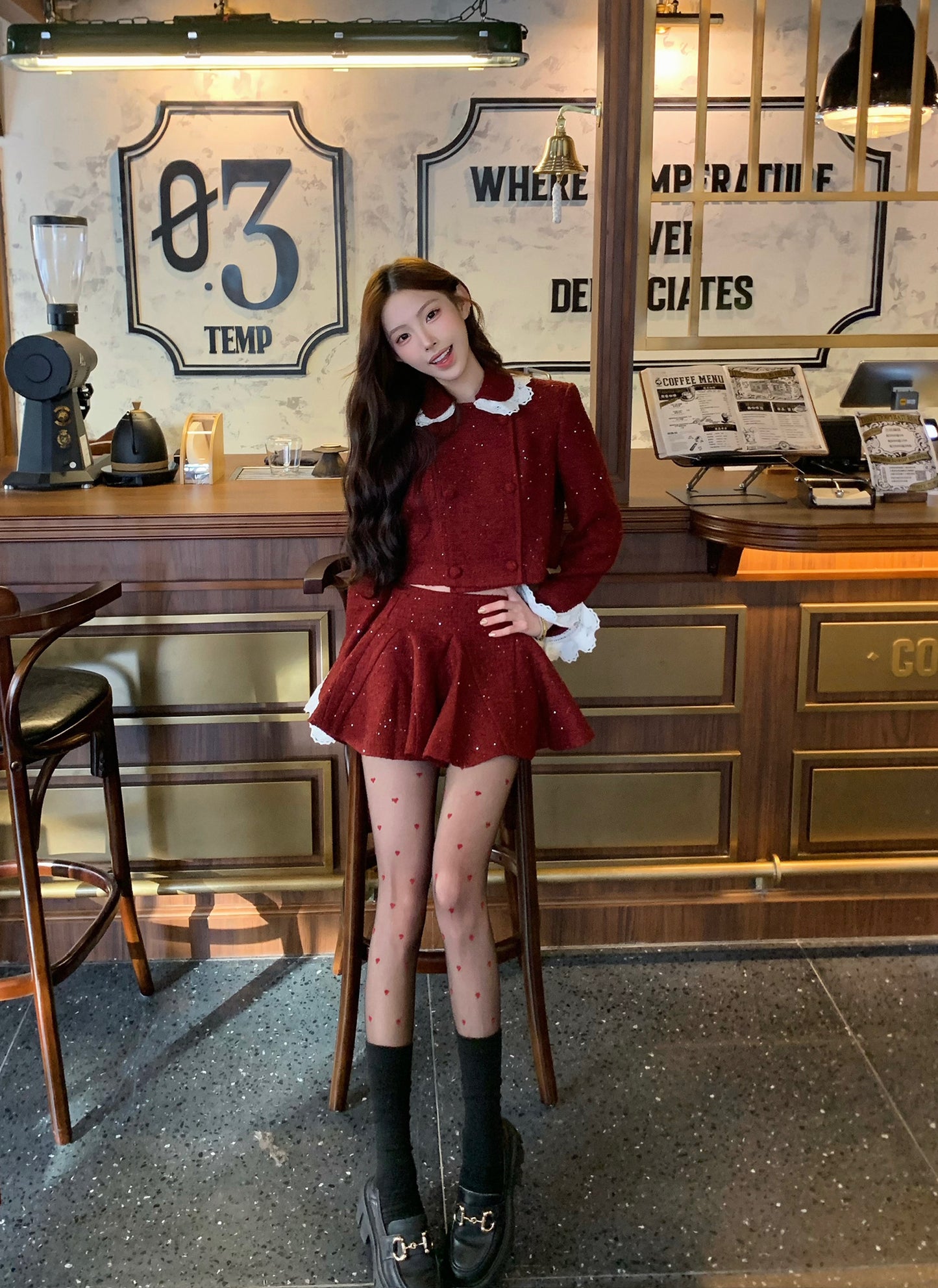 MASION WESTER Red Tweed Jacket & Skirt