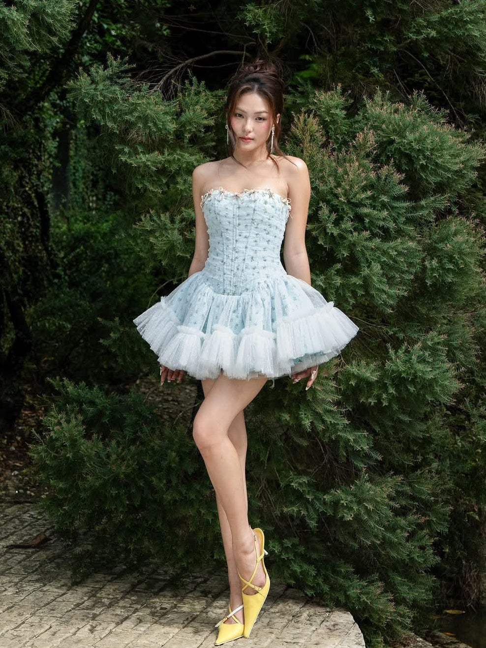 LANE CI Blue Moudy Mini Dress