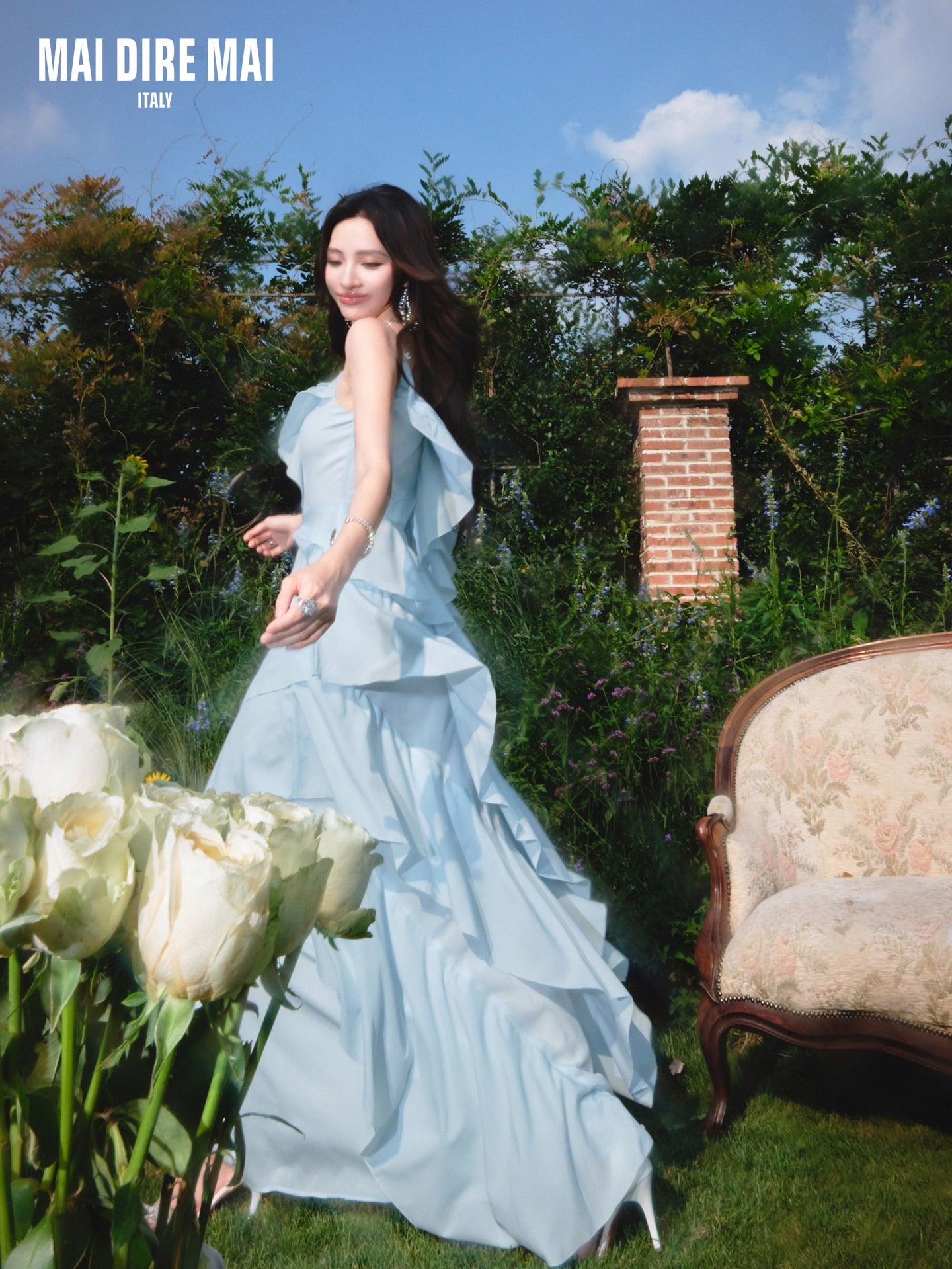 MAI DIRE MAI Blue Rosy Maxi Dress