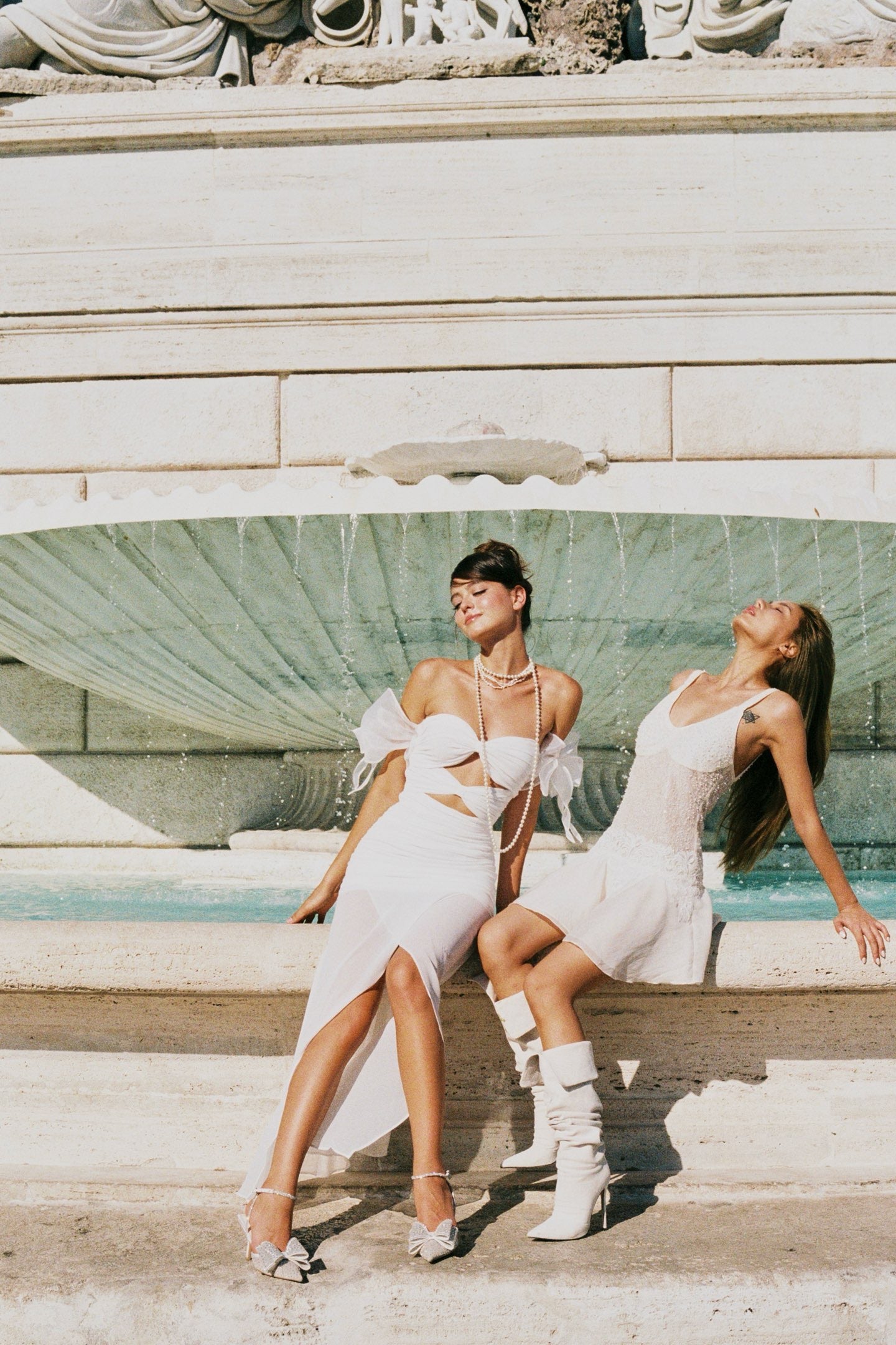 MINPURA White Bow Midi Dress