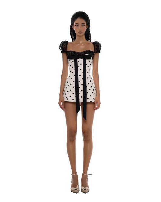HUELLEY ROSE White Aurobi Mini Dress