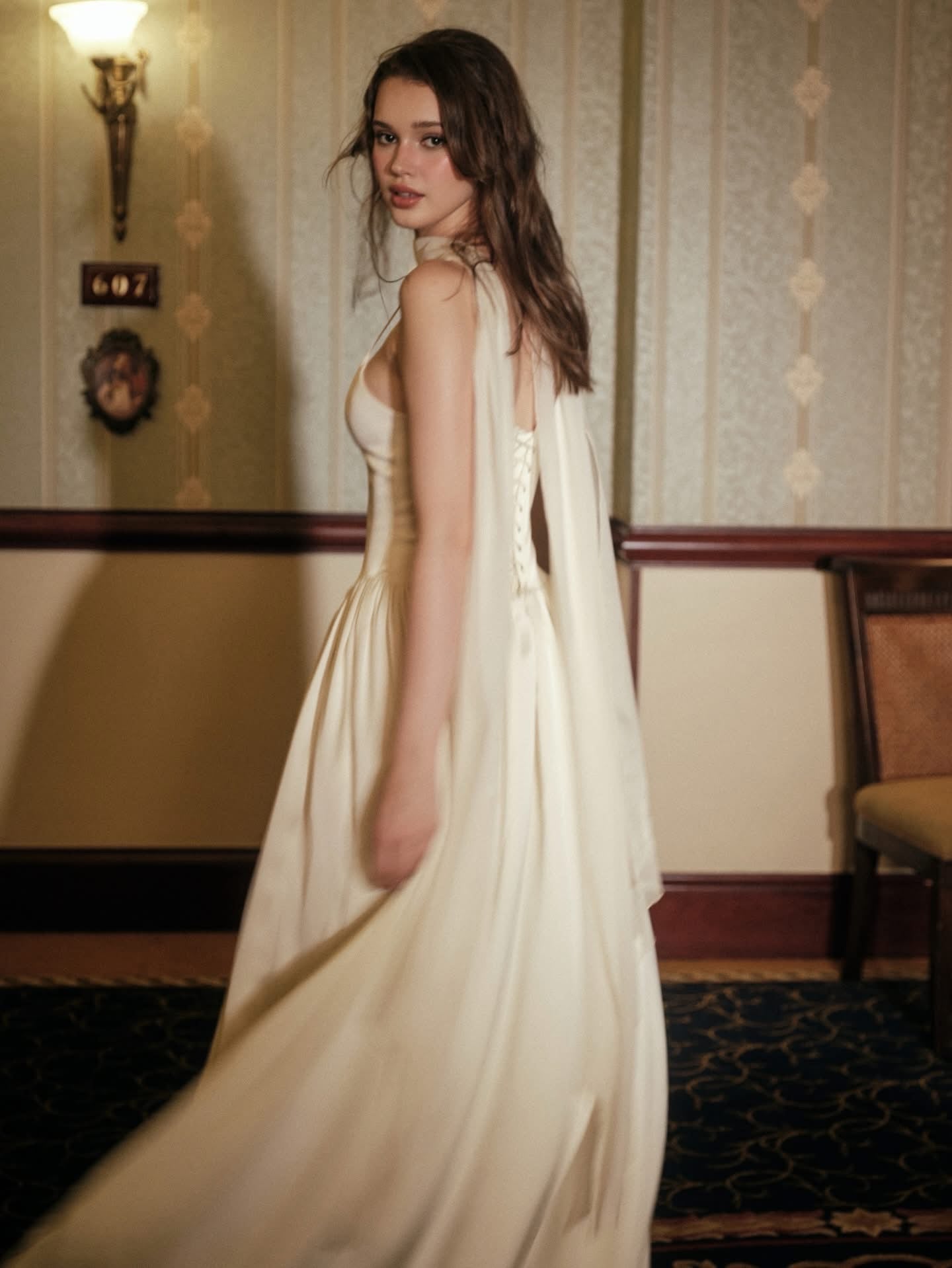 KISSERINE ATELIER Elegant Fairycore White Estella Midi Dress
