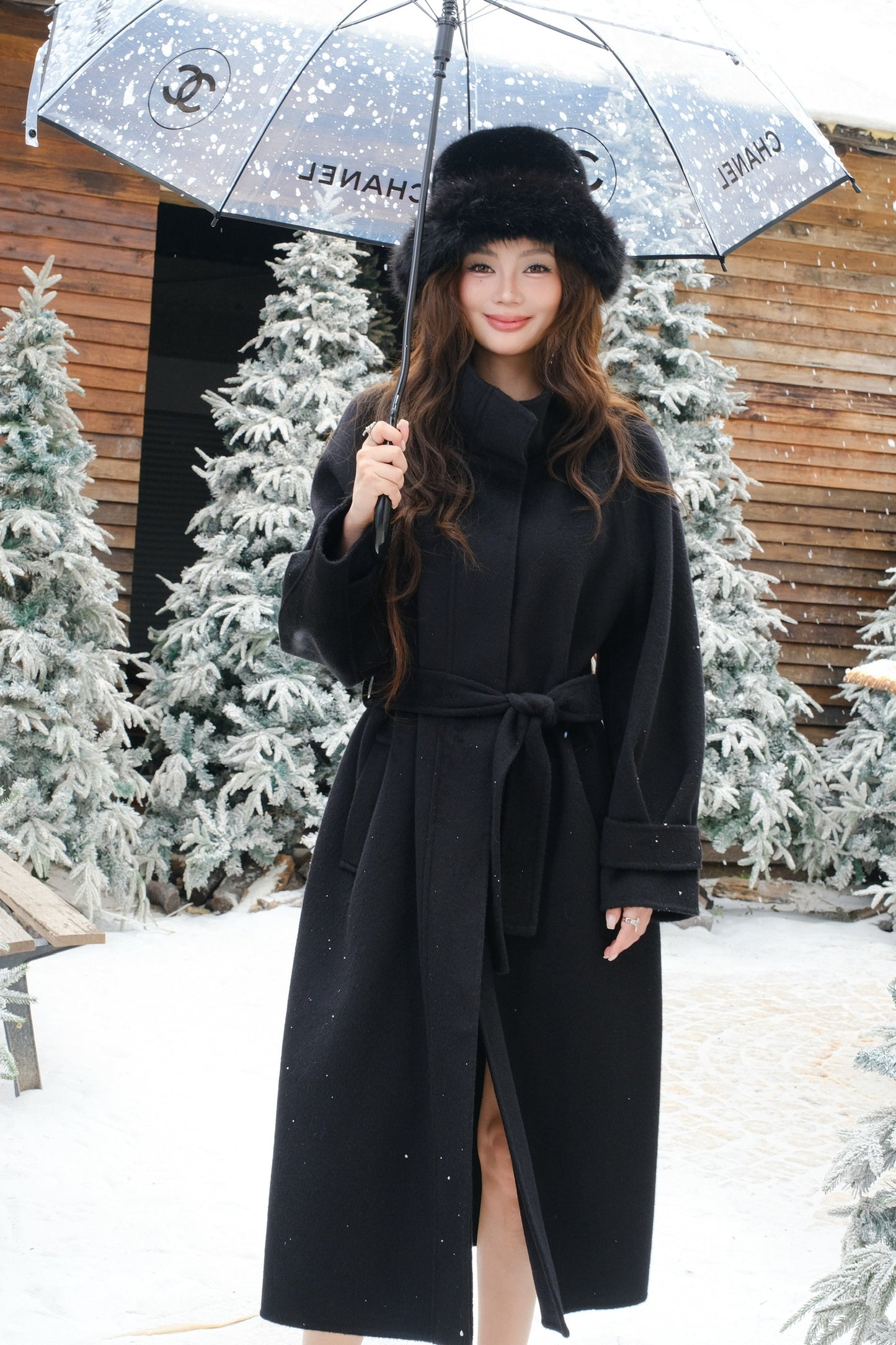 Maison Wester Black Single-Button Sleeveless Woolen Long Coat