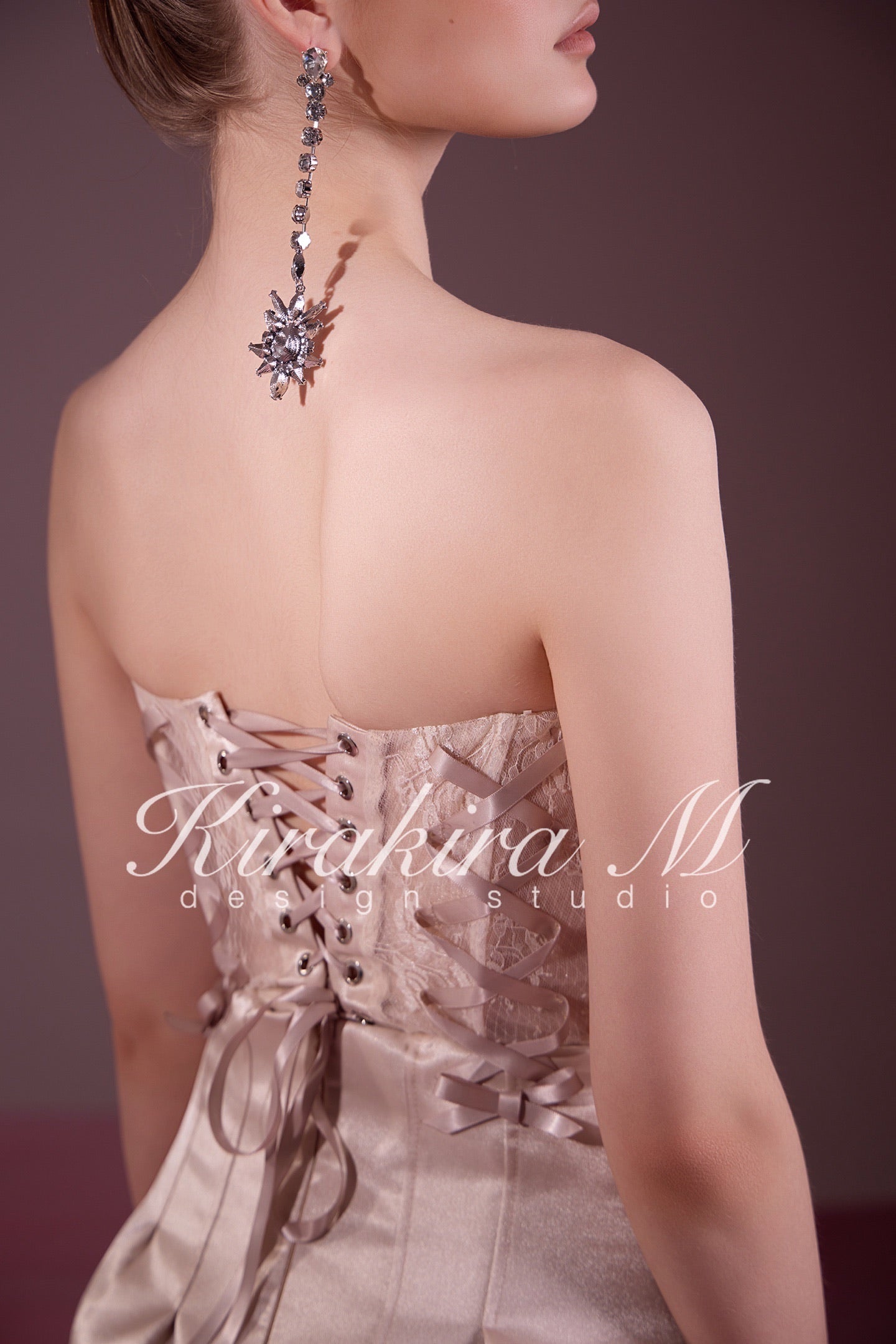 Nude Lace Cross Lace-Up Corset Tulip Mini Dress