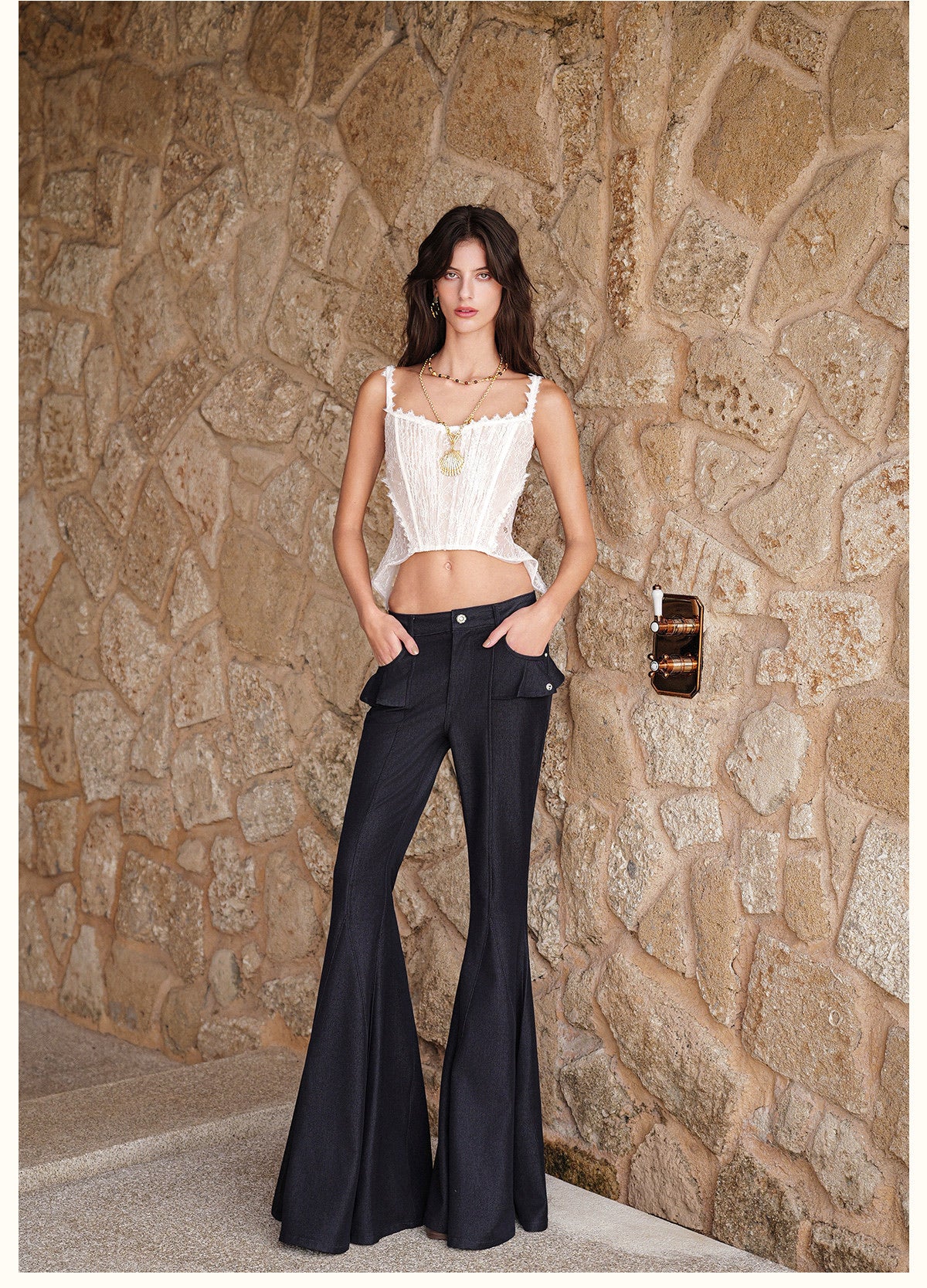 Black Lace Sheer Boned Corset Crop Top