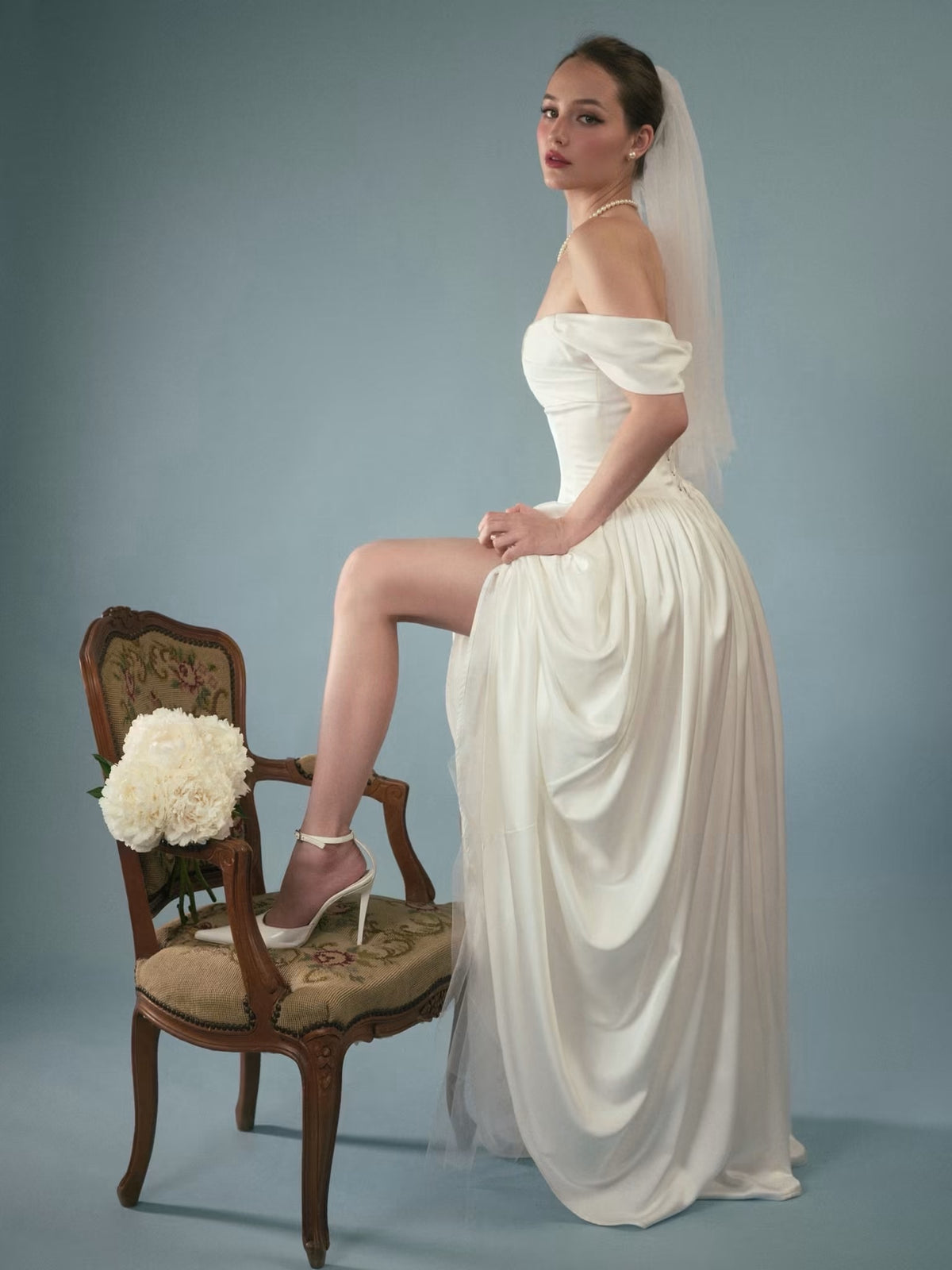 White Satin Eveline Maxi Dress