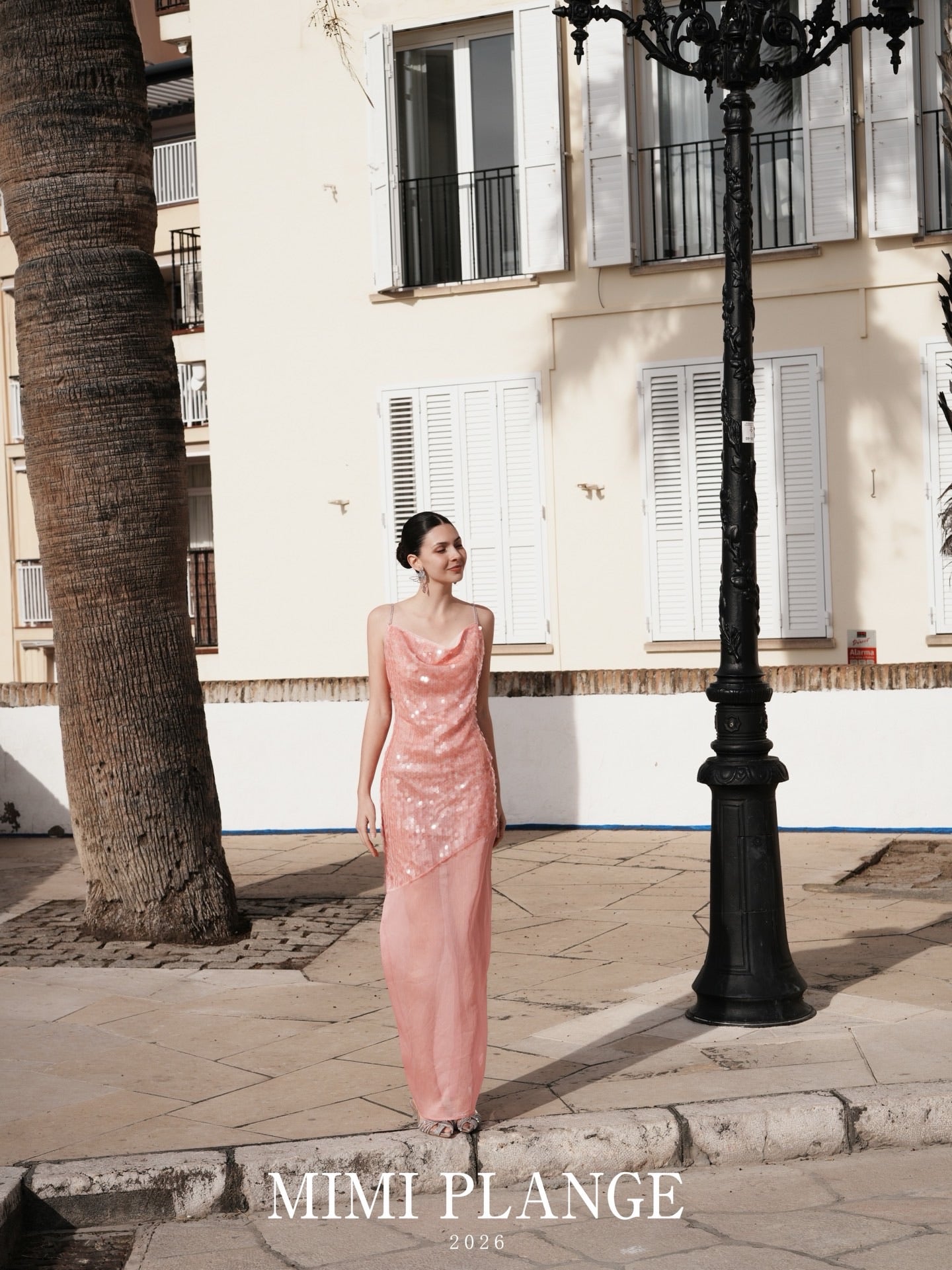 MIMI PLANGE Vacation Sweet Sequins Pink Maxi Dress