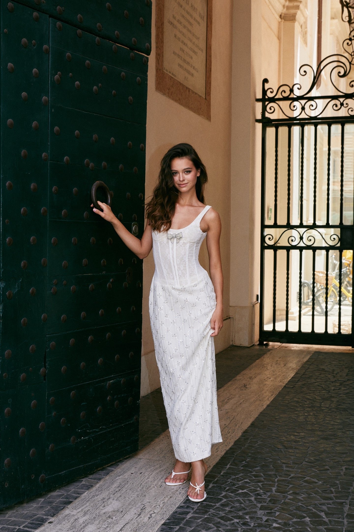 MINPURA White Lace Maxi Dress