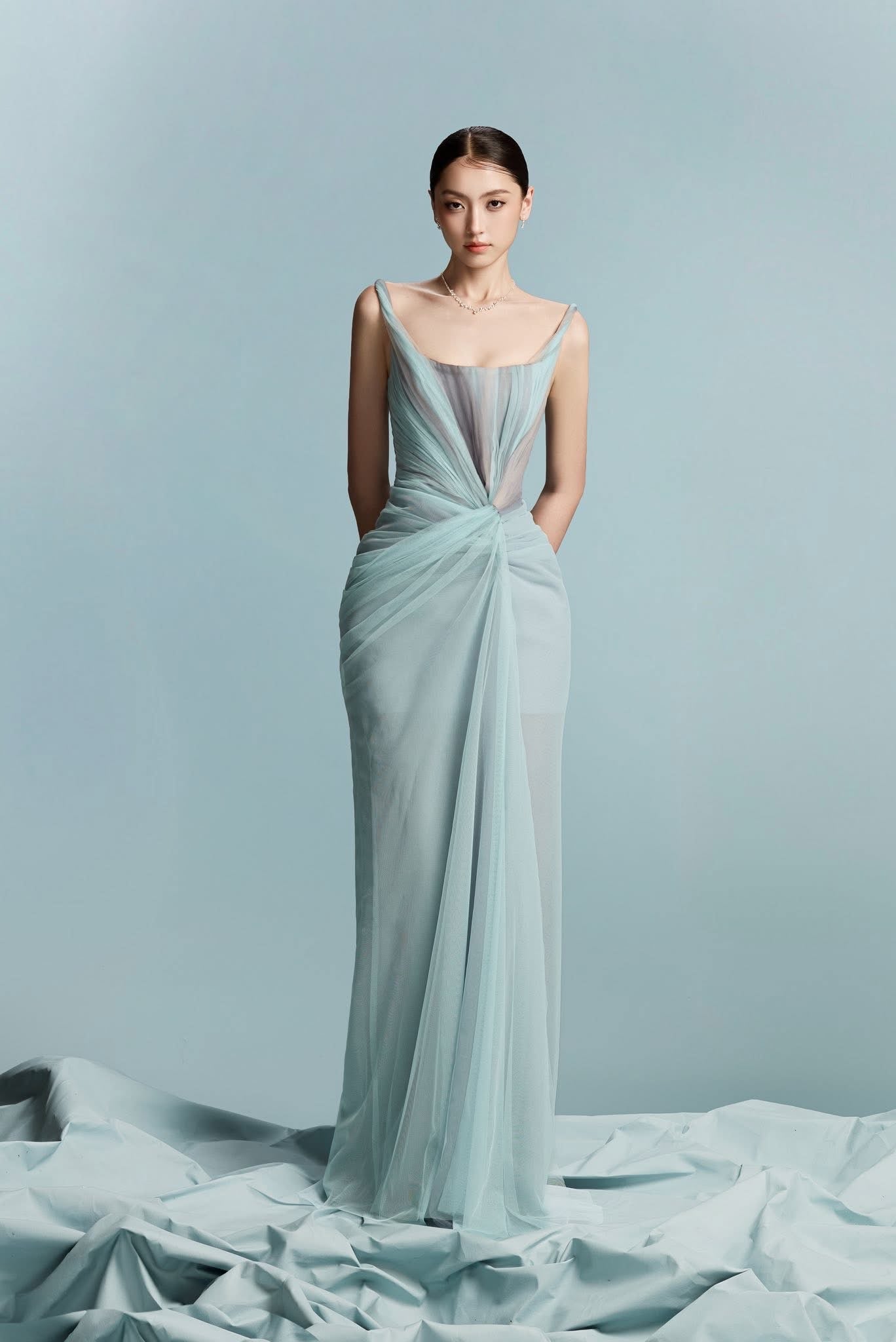 BYDI Elegant Minimalist Blue Kayla Maxi Dress