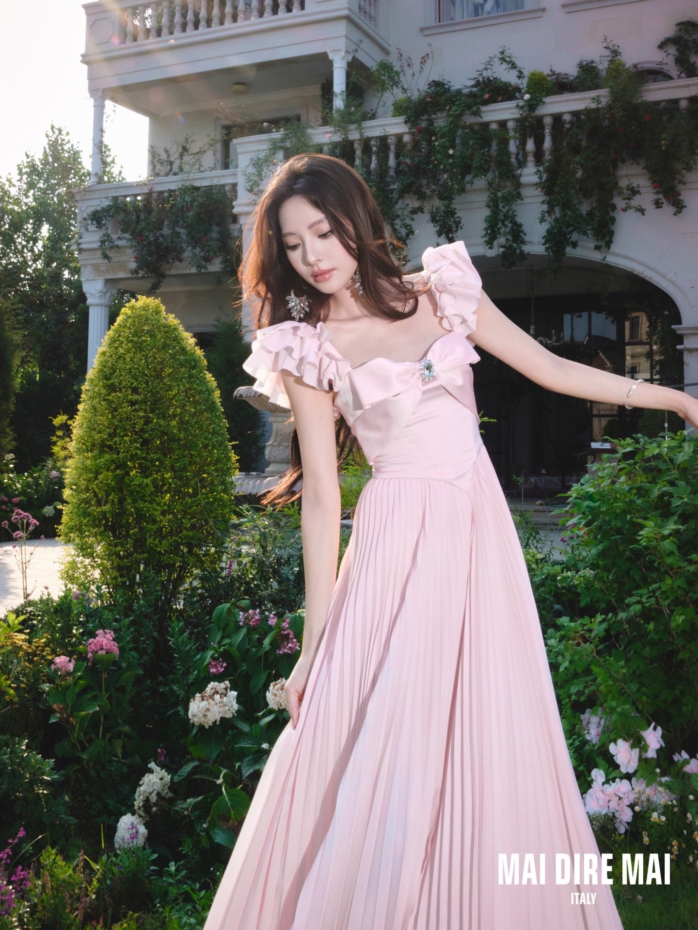 MAI DIRE MAI Pink Bow Maxi Dress
