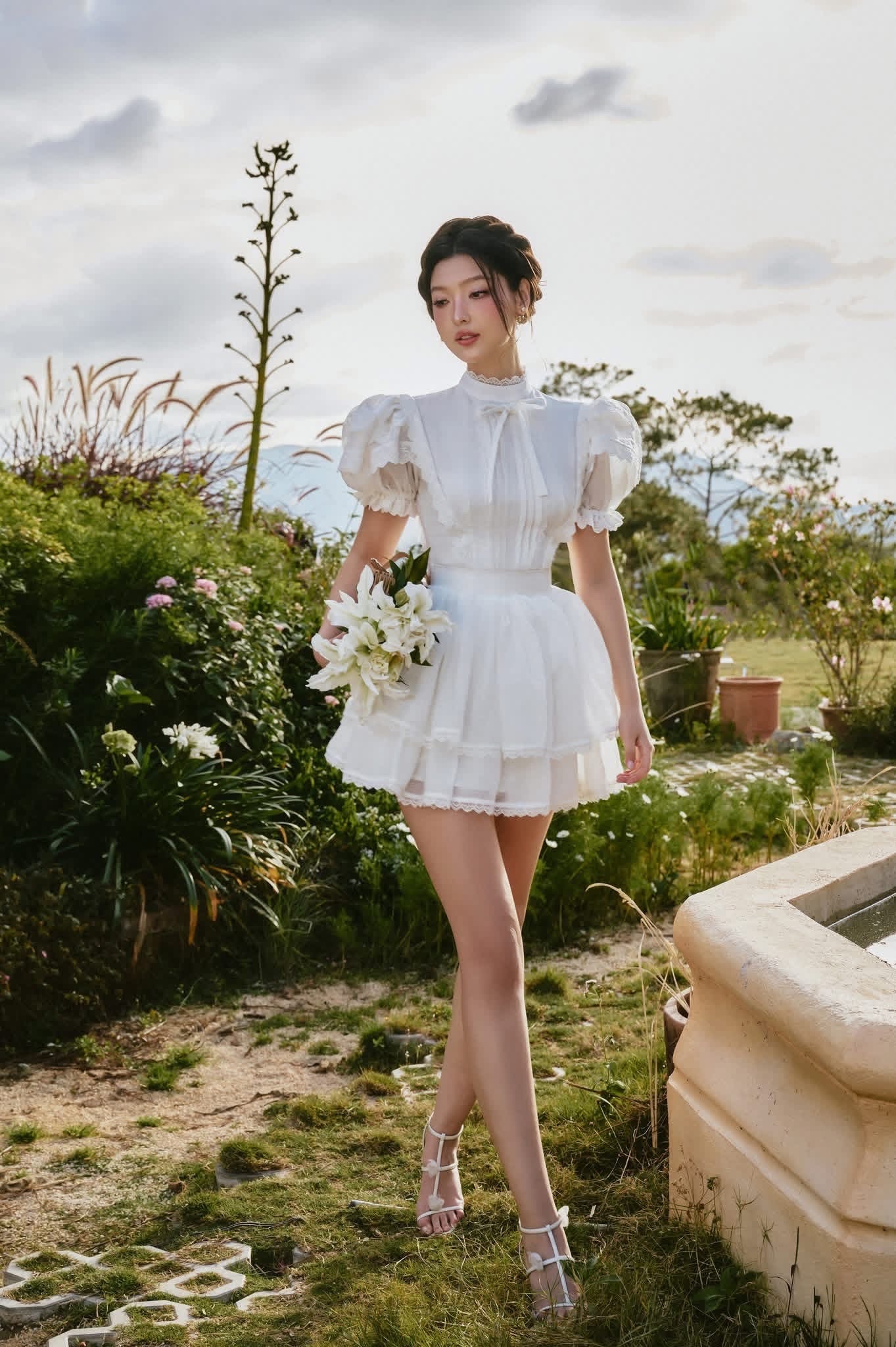 SISSY NATION Sweet Elegant Fairycore White Eloise Mini Dress